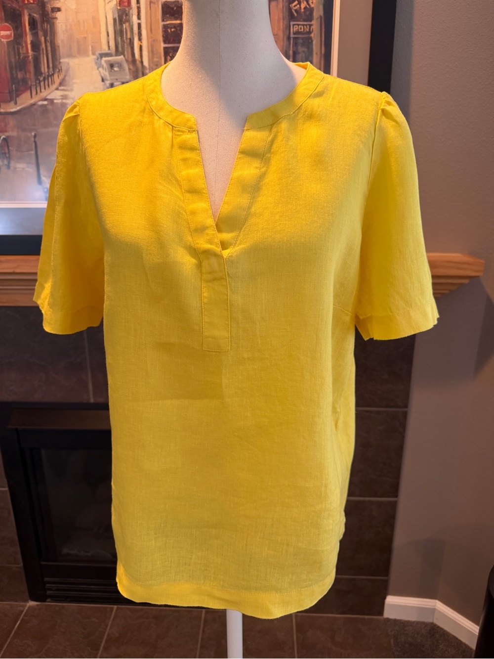 Charter Club Linen yellow V-Neck top